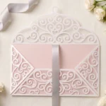 Busta Matrimonio Effetto Pizzo – Bianco e Rosa Cipria