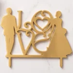 Cake Topper Matrimonio Love con Sposi – Oro