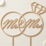 Cake Topper Mr & Mrs con Fedi Intrecciate – Oro Opaco